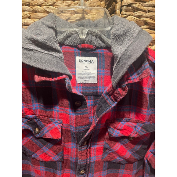 Boys Flannel Hoodie Shirts (XL) Plaid Flannel Button-down shirts (Set of 2) - Picture 7 of 7